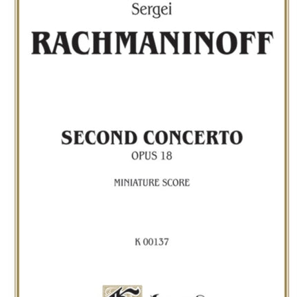 Piano Concerto No 2 Op 18 Miniature Score Kalmus Edition