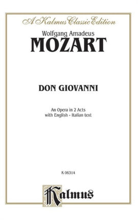 Don Giovanni Italian English Language Edition Vocal Score Kalmus Edition