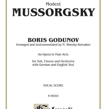 Boris Godunov A Kalmus Classic Edition