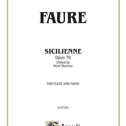 Sicilienne Op 78 Parts Kalmus Edition