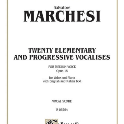 Marchesi Vocal StudOp15 Med V Medium Voice Kalmus Edition