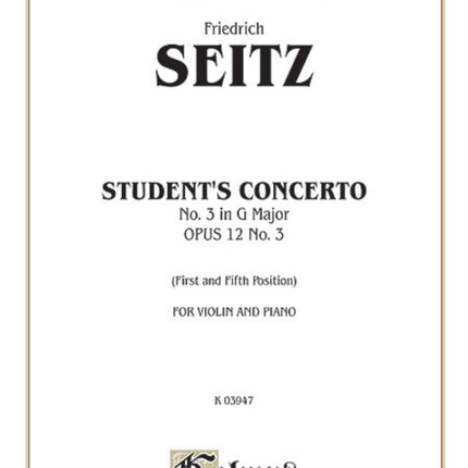 StudentS Concerto No III in G Minor Op 12 Kalmus Edition