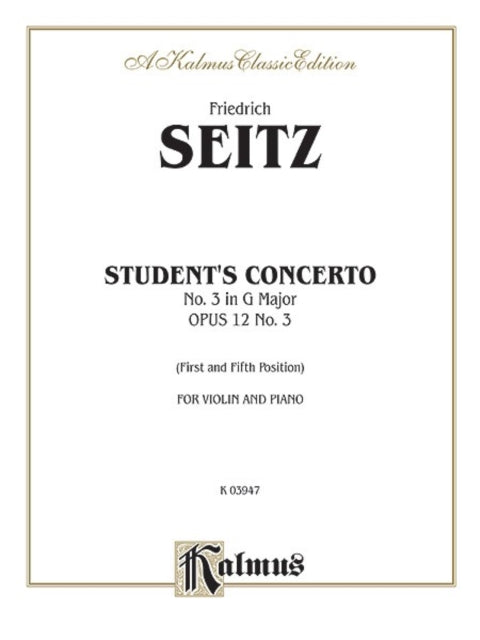 StudentS Concerto No III in G Minor Op 12 Kalmus Edition