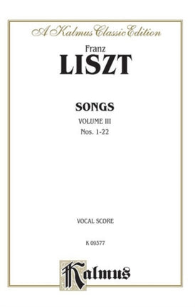 Songs Volume III German Language Edition 3 Kalmus Edition