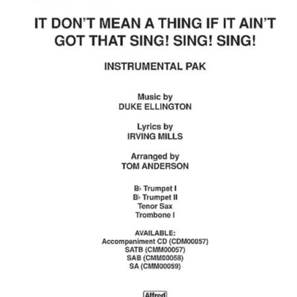 It Dont Mean a Thing If it Aint Got That Sing Instrumental Parts Pop Choral