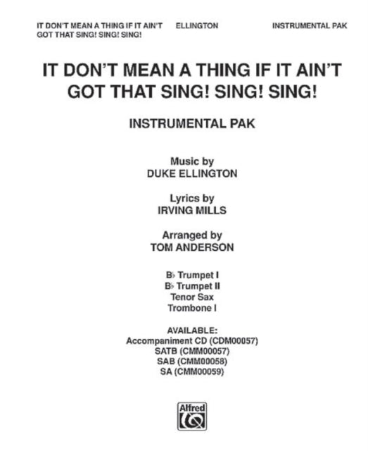 It Dont Mean a Thing If it Aint Got That Sing Instrumental Parts Pop Choral