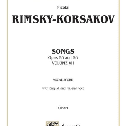 Songs Volume VII Op 55 56 Russian English Language Edition 7 Kalmus Edition