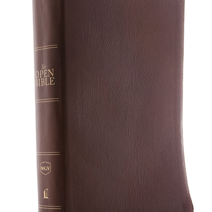 The NKJV, Open Bible, Brown Genuine Leather, Red Letter, Comfort Print: Complete Reference System