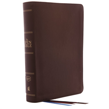 The KJV, Open Bible, Genuine Leather, Brown, Red Letter, Comfort Print: Complete Reference System