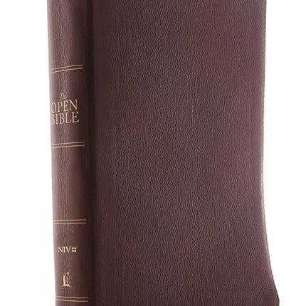 The NIV, Open Bible, Genuine Leather, Brown, Red Letter, Comfort Print: Complete Reference System