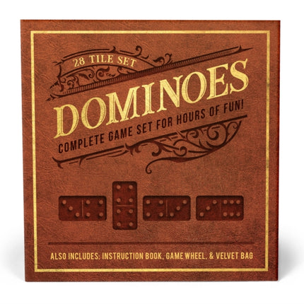 Dominoes: 28 Tile Set - Complete Game Set for Hours of Fun! Also Includes: Instruction Book, Game Wheel and Velvet Bag