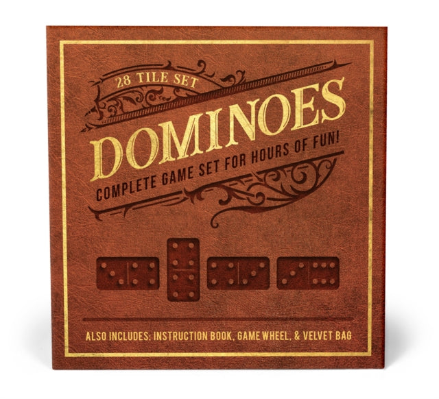 Dominoes: 28 Tile Set - Complete Game Set for Hours of Fun! Also Includes: Instruction Book, Game Wheel and Velvet Bag