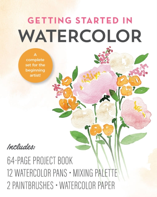 Getting Started in Watercolor kit: A complete set for the beginning artist! Includes: 64-page Project Book, 12 Watercolor Pans, Mixing Palette, 2 Paintbrushes, Watercolor Paper