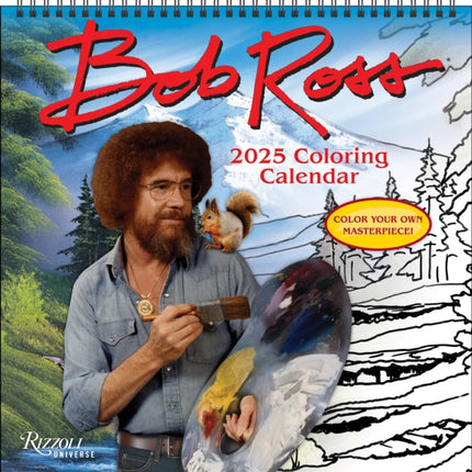 Bob Ross 2025 Coloring Wall Calendar