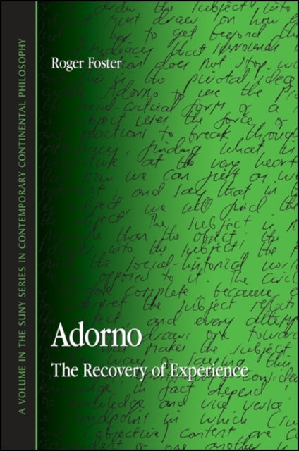 Adorno The Recovery of Experience SUNY series in Contemporary Continental Philosophy