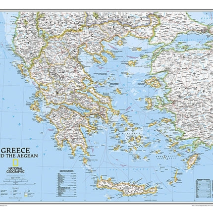 National Geographic Greece Wall Map  Classic  Laminated 30.25 X 23.5 In