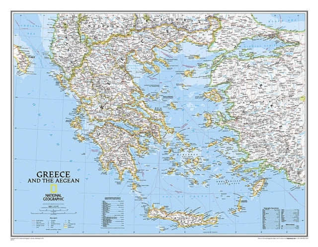 National Geographic Greece Wall Map  Classic  Laminated 30.25 X 23.5 In