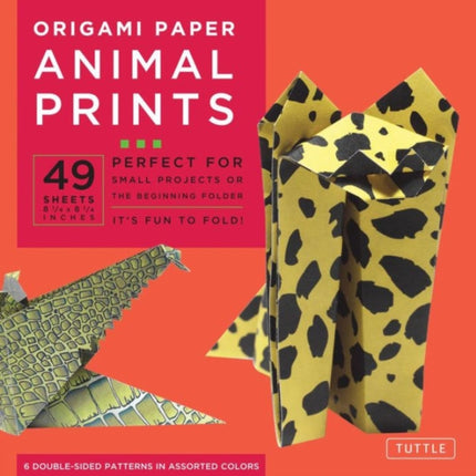 Origami Paper - Animal Prints - 8 1/4" - 49 Sheets: Tuttle Origami Paper: Large Origami Sheets Printed with 6 Different Patterns: Instructions for 6 Projects Included