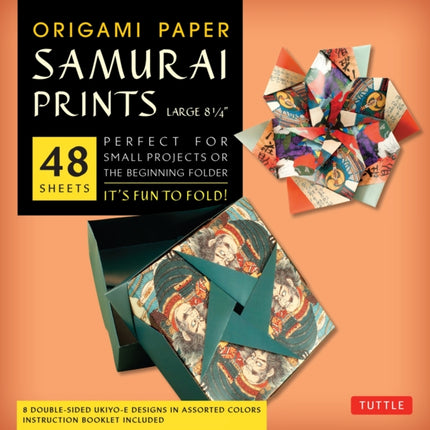 Origami Paper - Samurai Prints - Large 8 1/4" - 48 Sheets: Tuttle Origami Paper: Origami Sheets Printed with 8 Different Designs: Instructions for 6 Projects Included