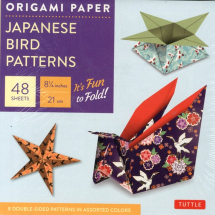 Origami Paper - Japanese Bird Patterns - 8 1/4" - 48 Sheets: Tuttle Origami Paper: Origami Sheets Printed with 8 Different Designs: Instructions for 7 Projects Included