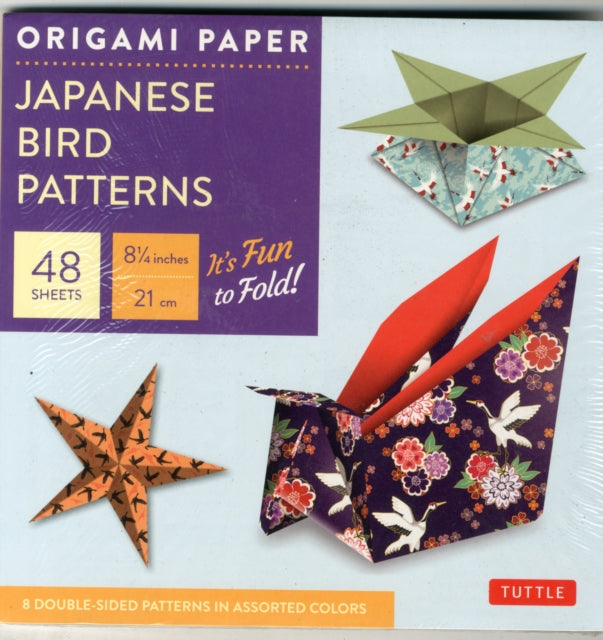 Origami Paper - Japanese Bird Patterns - 8 1/4" - 48 Sheets: Tuttle Origami Paper: Origami Sheets Printed with 8 Different Designs: Instructions for 7 Projects Included