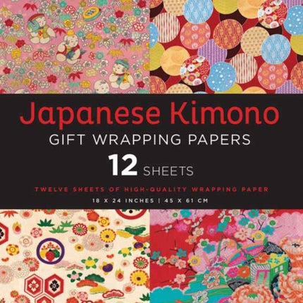 Japanese Kimono Gift Wrapping Papers - 12 Sheets: 18 x 24 inch (45 x 61 cm) Wrapping Paper