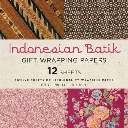 Indonesian Batik Gift Wrapping Papers - 12 Sheets: 18 x 24 inch (45 x 61 cm) Wrapping Paper