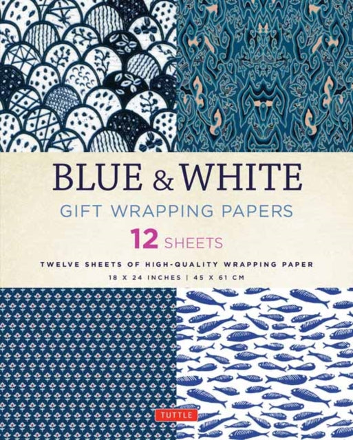 Blue & White Gift Wrapping Papers - 12 Sheets: 18 x 24 inch (45 x 61 cm) Wrapping Paper