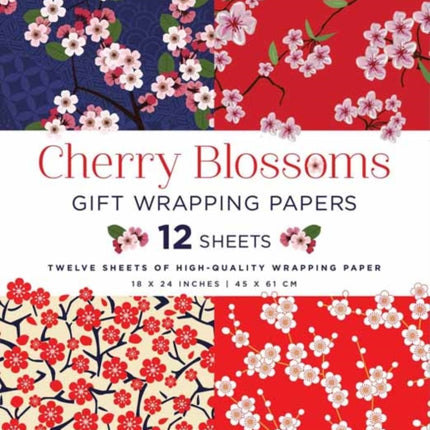 Cherry Blossoms Gift Wrapping Papers - 12 Sheets: 18 x 24 inch (45 x 61 cm) Wrapping Paper