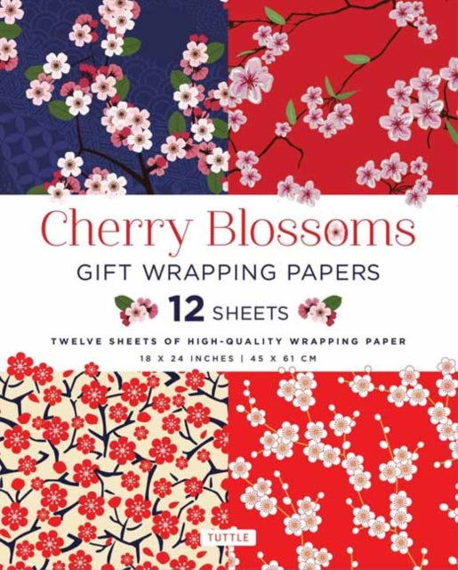 Cherry Blossoms Gift Wrapping Papers - 12 Sheets: 18 x 24 inch (45 x 61 cm) Wrapping Paper