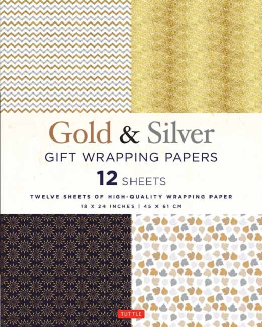 Silver and Gold Gift Wrapping Papers - 12 Sheets: 12 Sheets of High-Quality 18 x 24 inch Wrapping Paper