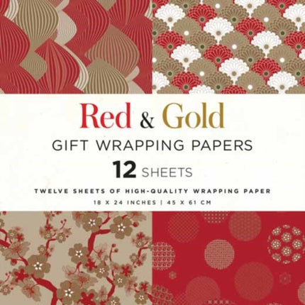 Red & Gold Gift Wrapping Papers - 12 Sheets: 18 x 24 inch (45 x 61 cm) Wrapping Paper