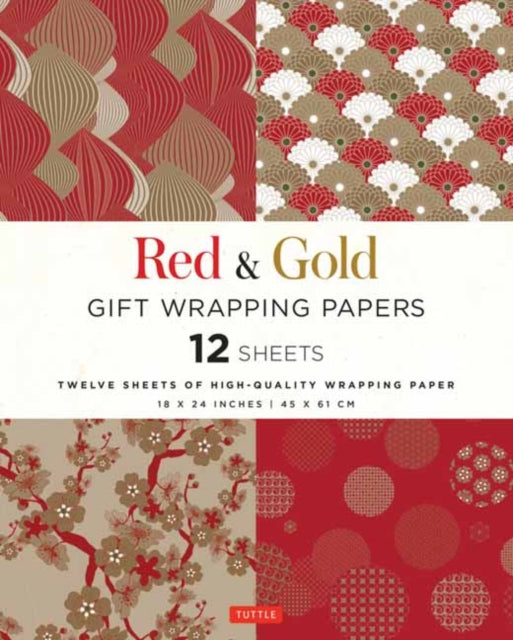 Red & Gold Gift Wrapping Papers - 12 Sheets: 18 x 24 inch (45 x 61 cm) Wrapping Paper