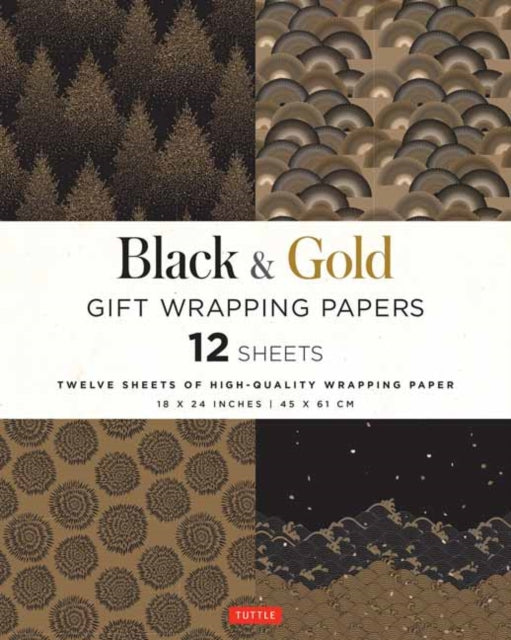 Black & Gold Gift Wrapping Papers - 12 Sheets: 18 x 24 inch (45 x 61 cm) Wrapping Paper