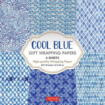 Cool Blue Gift Wrapping Papers - 6 sheets: 24 x 18 inch (61 x 45 cm) Wrapping Paper