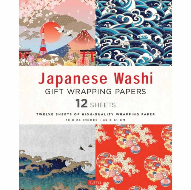 Japanese Washi Gift Wrapping Papers - 12 Sheets: 18 x 24 inch (45 x 61 cm) Wrapping Paper