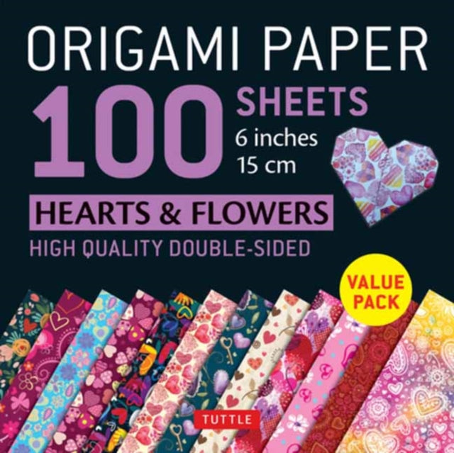 Origami Paper 100 sheets Hearts & Flowers 6" (15 cm): Tuttle Origami Paper: Double-Sided Origami Sheets Printed with 12 Different Patterns: Instructions for 6 Projects Included