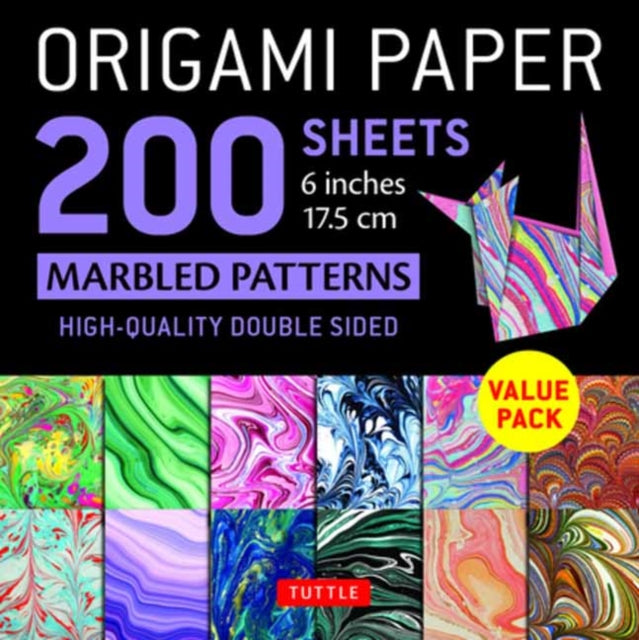 Origami Paper 200 sheets Marbled Patterns 6" (15 cm): Tuttle Origami Paper: Double Sided Origami Sheets Printed with 12 Different Patterns (Instructions for 6 Projects Included)