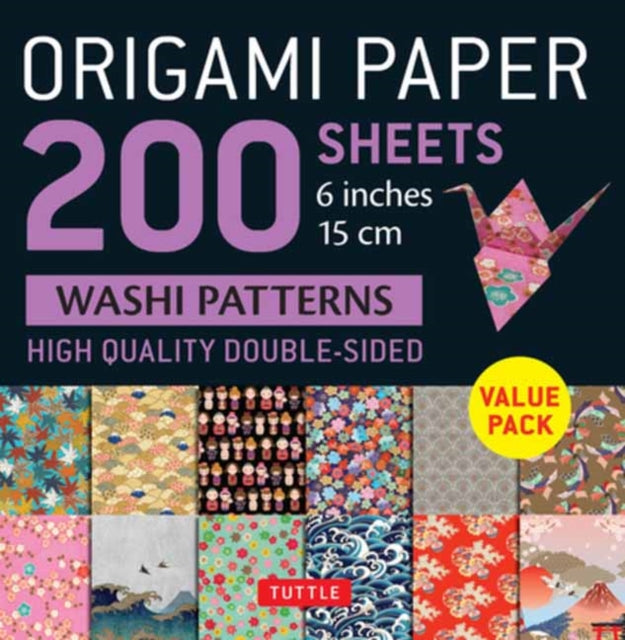 Origami Paper 200 sheets Washi Patterns 6" (15 cm): Tuttle Origami Paper: Double Sided Origami Sheets Printed with 12 Different Designs (Instructions for 6 Projects Included)