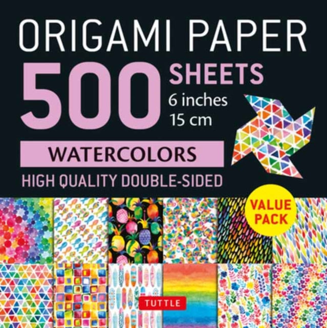 Origami Paper 500 sheets Rainbow Watercolors 6" (15 cm): Tuttle Origami Paper: Double-Sided Origami Sheets Printed with 12 Different Designs (Instructions for 5 Projects Included)