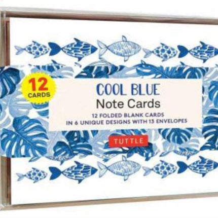 Cool Blue Note Cards  12 Cards