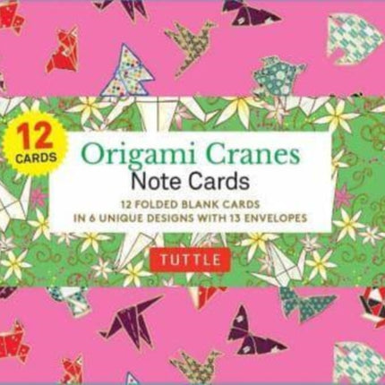 Origami Cranes Note Cards- 12 Cards: In 6 Designs With 13 Envelopes (Card Sized 4 1/2 X 3 3/4 inch)