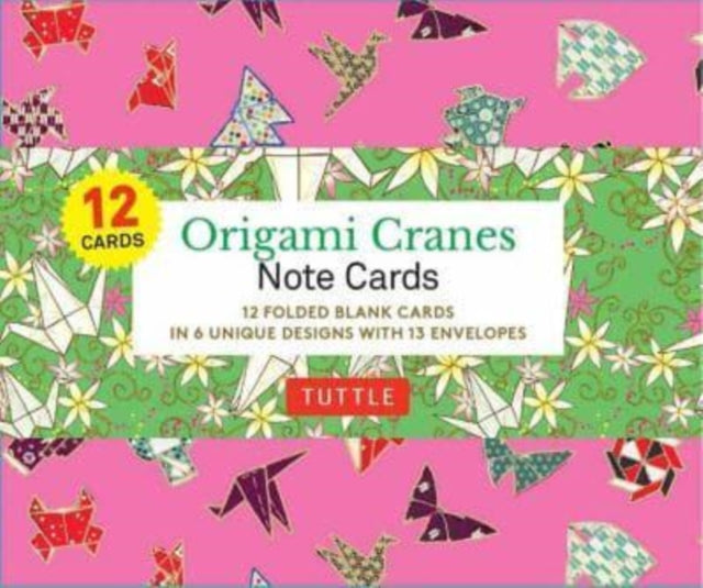 Origami Cranes Note Cards- 12 Cards: In 6 Designs With 13 Envelopes (Card Sized 4 1/2 X 3 3/4 inch)