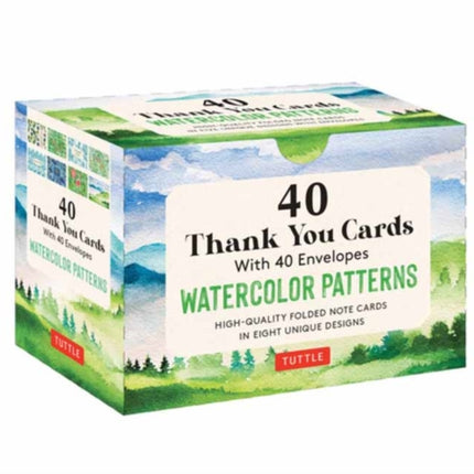 Nature Watercolors, 40 Thank You Cards with Envelopes: (4 1/2 x 3 inch blank cards in 8 unique designs)