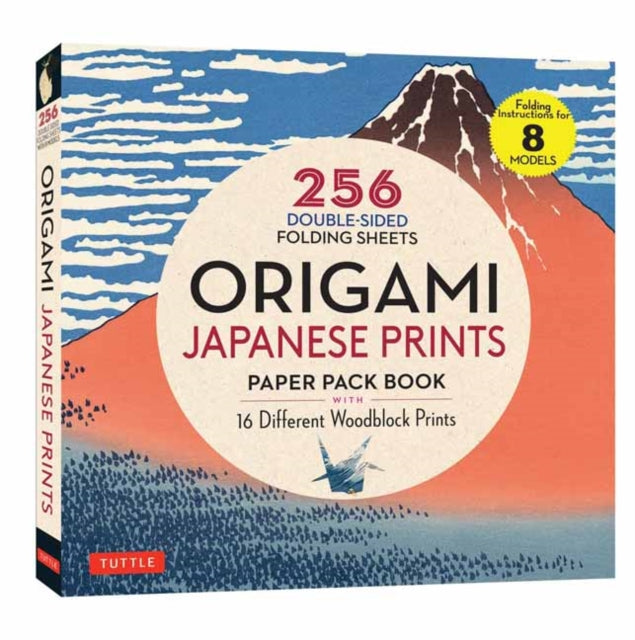 Origami Japanese Prints Paper Pack Book: 256 Double-Sided Folding Sheets with 16 Different Japanese Woodblock Prints with solid colors on the back (Includes Instructions for 8 Models)