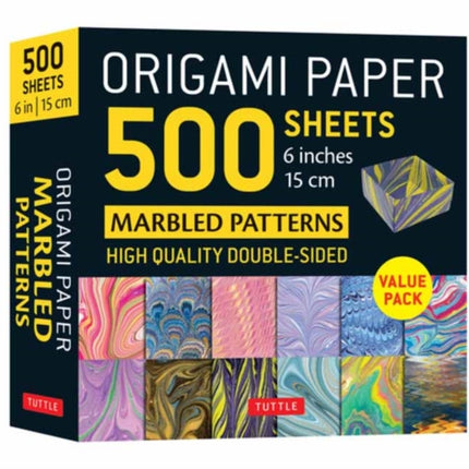 Origami Paper 500 sheets Marbled Patterns 6" (15 cm): Tuttle Origami Paper: Double-Sided Origami Sheets Printed with 12 Different Designs (Instructions for 6 Projects Included)