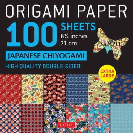 Origami Paper 100 sheets Japanese Chiyogami 8 1/4" (21 cm): Extra Large Double-Sided Origami Sheets Printed with 12 Different Patterns (Instructions for 5 Projects Included)