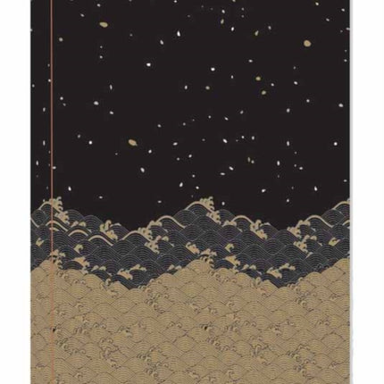 Golden Waves Dotted Hardcover Journal: Blank Notebook with Ribbon Bookmark