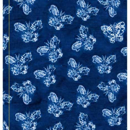 Shibori Indigo Butterflies Dotted Paperback Journal: Blank Notebook with Pocket