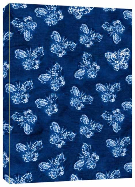 Shibori Indigo Butterflies Dotted Paperback Journal: Blank Notebook with Pocket